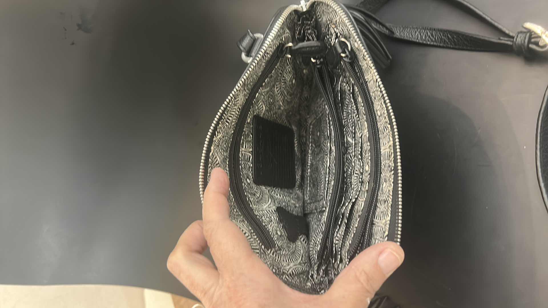 Photo 1 of BRIGHTON WHITE & BLACK LEONA CROSSBODY ORGANIZER HANDBAG