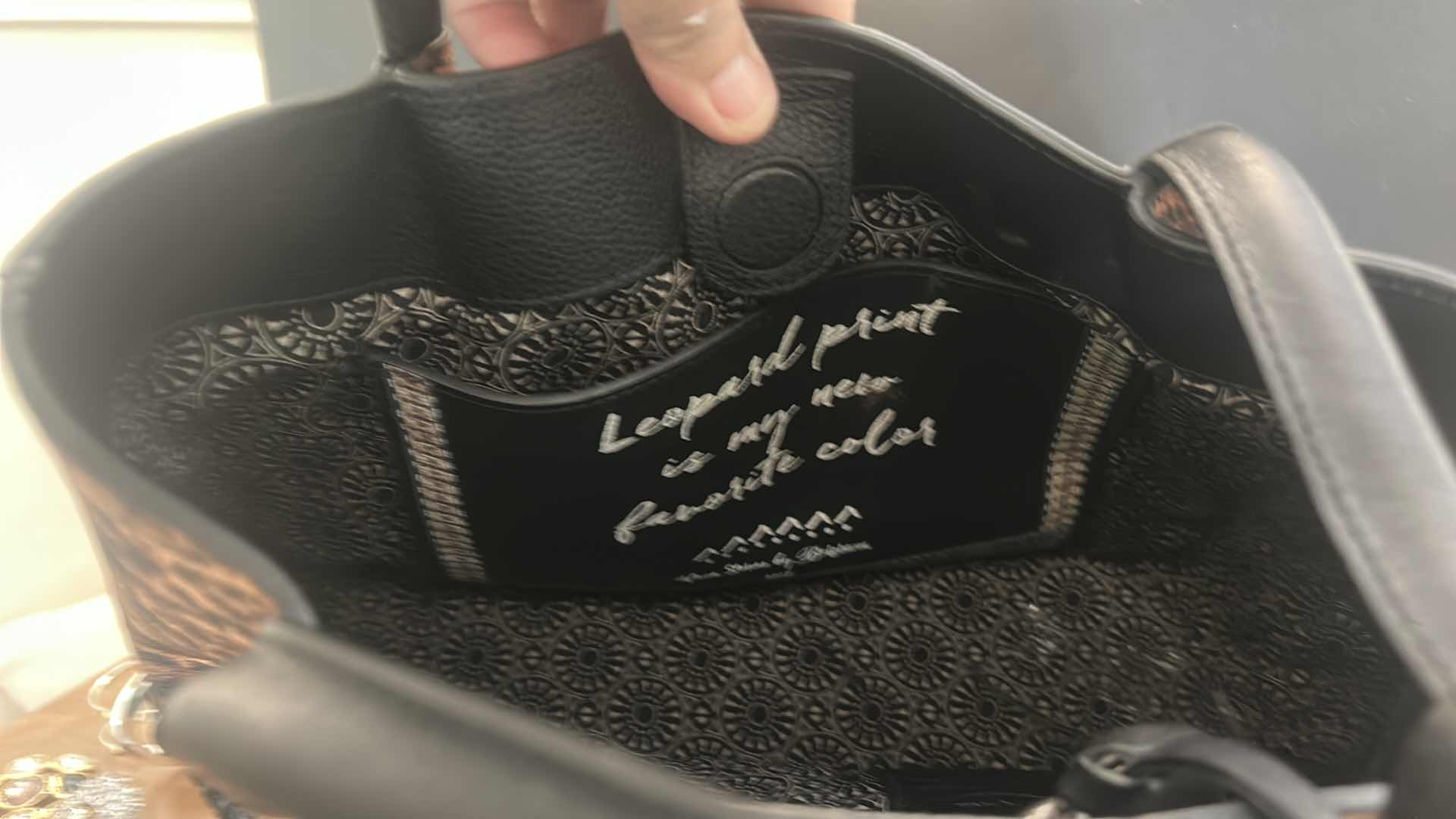 Photo 1 of BRIGHTON AYANNA AFRICAN STORIES LEOPARD & BLACK LEATHER TOTE HANDBAG