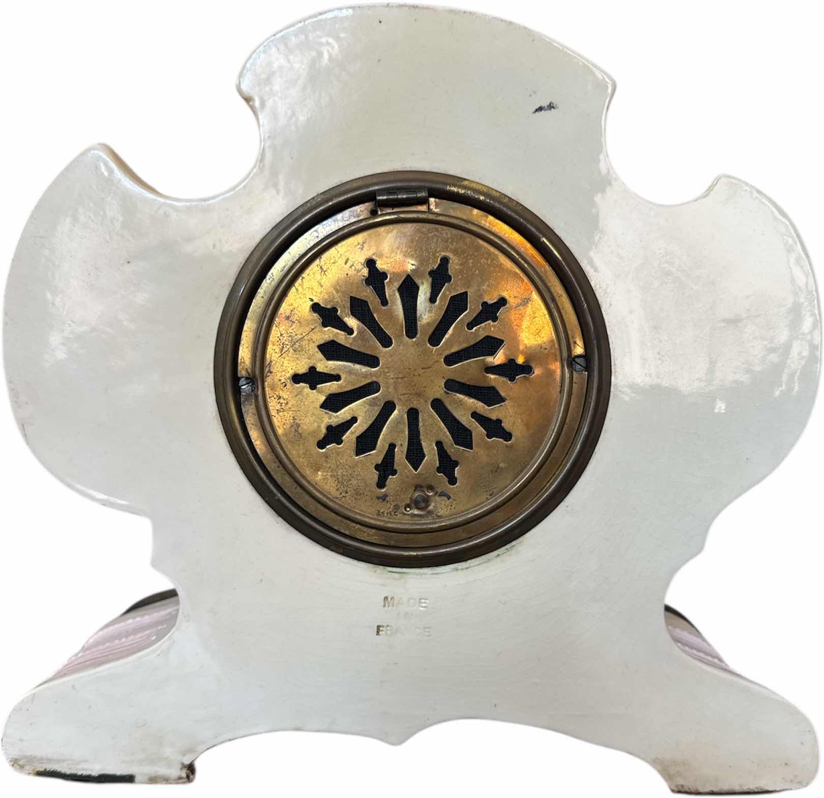 Photo 2 of ANTIQUE ANSONIA PORCELAIN CASE MANTEL CLOCK, ANGELS AND FLORAL

13” X 5.25” X H12”