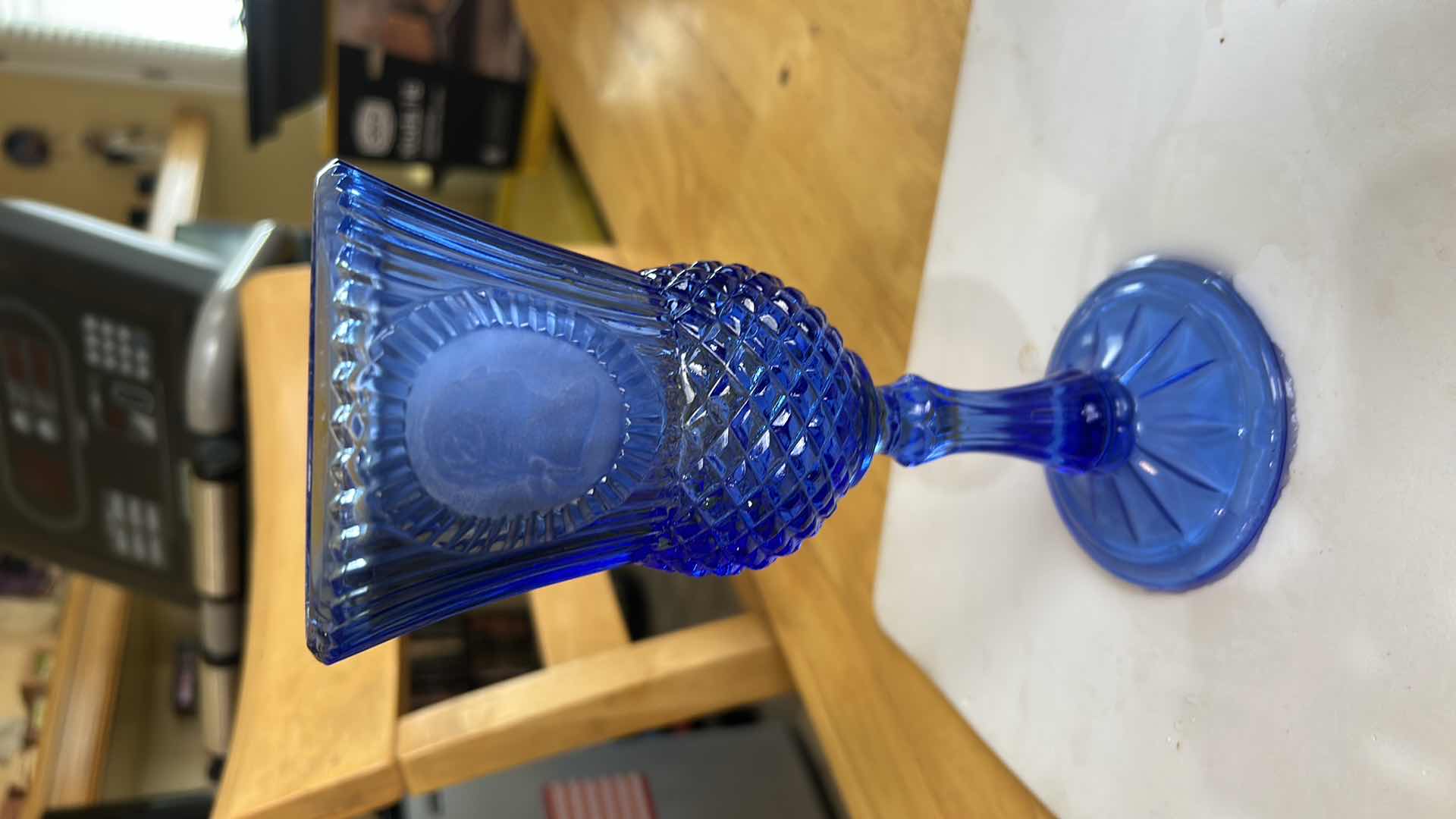 Photo 1 of 3 VINTAGE AVON COBALT BLUE PIECES, 2 CANDLE HOLDERS H 8” & PITCHER