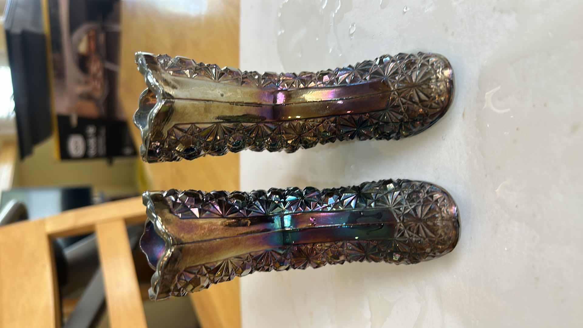 Photo 1 of 2 - FENTON CARNIVAL GLASS BOOT H4”