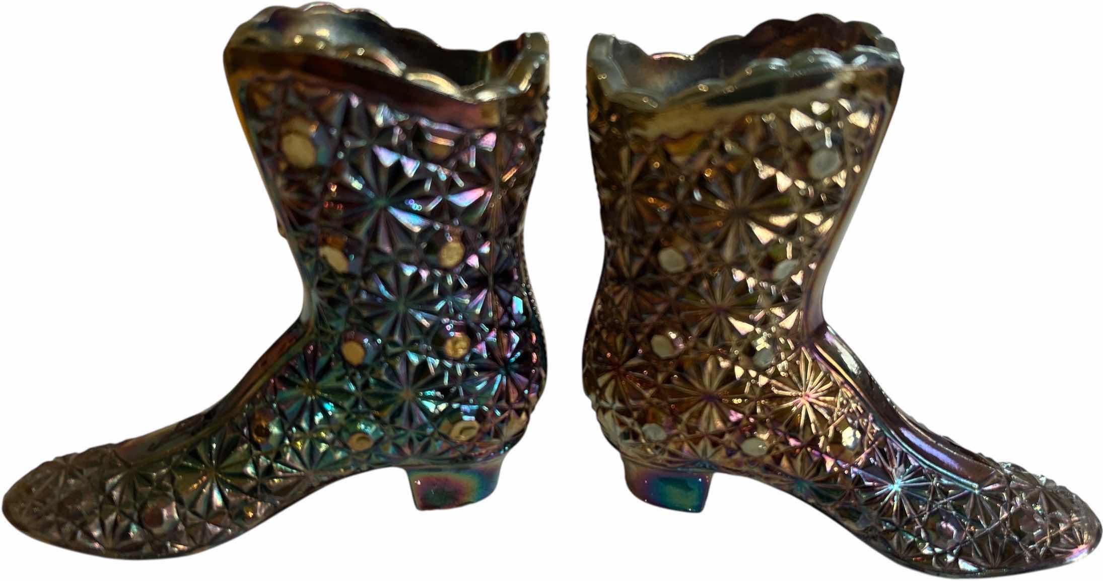 Photo 1 of 2 - FENTON CARNIVAL GLASS BOOT H4”
