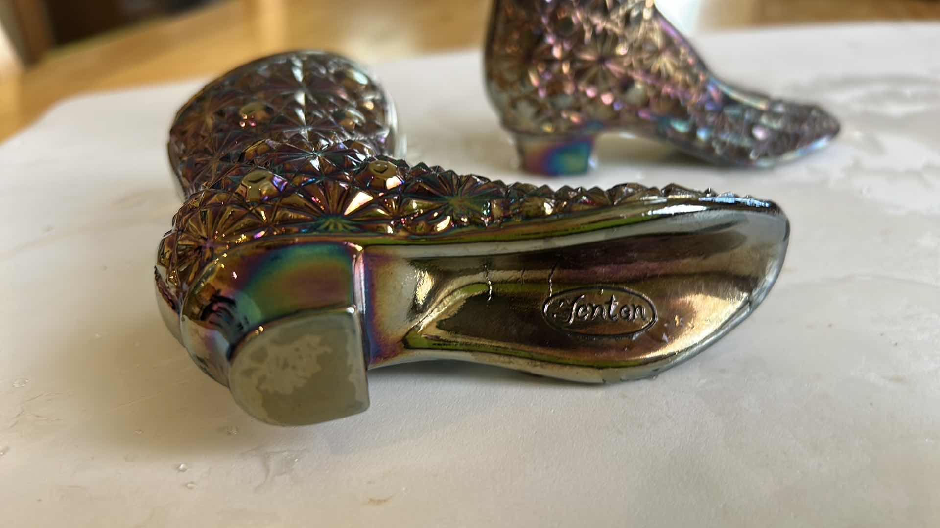 Photo 1 of 2 - FENTON CARNIVAL GLASS BOOT H4”