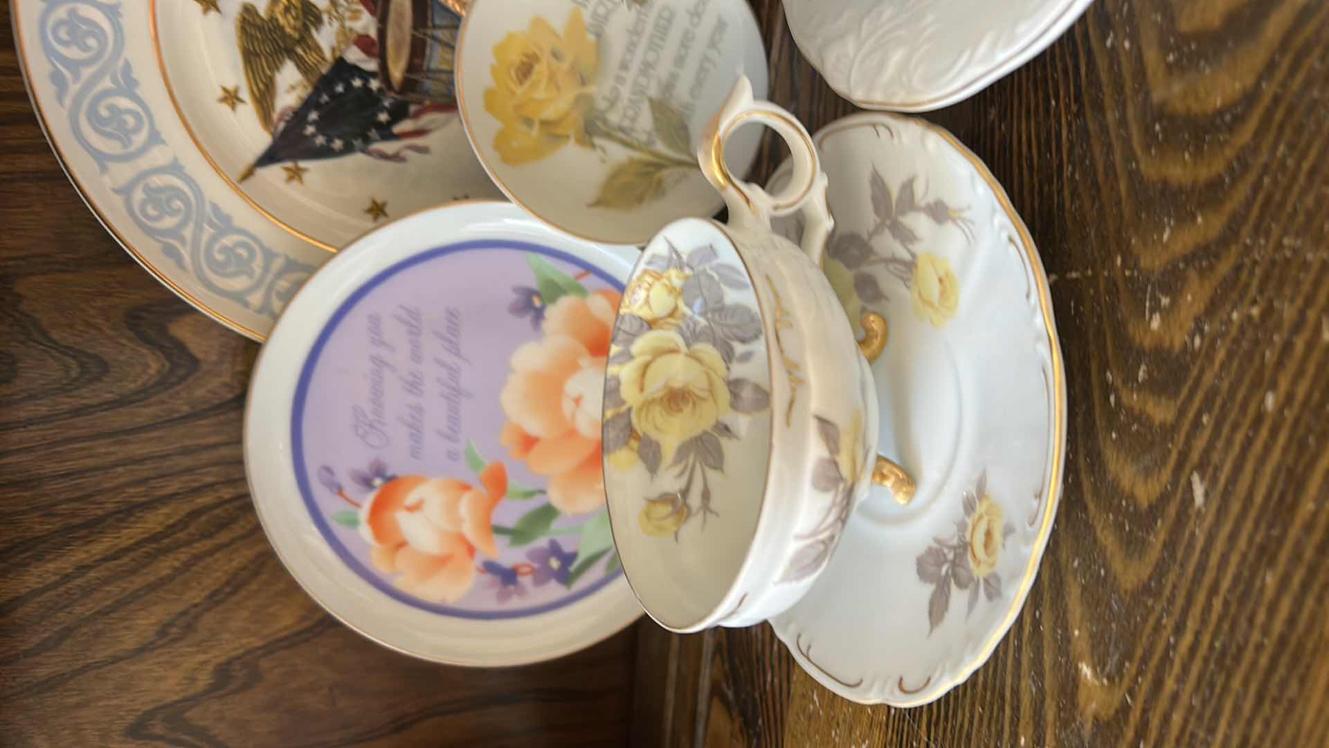 Photo 1 of 5 DECORATIVE PLATES, 3 CUP AND SAUCER SETS