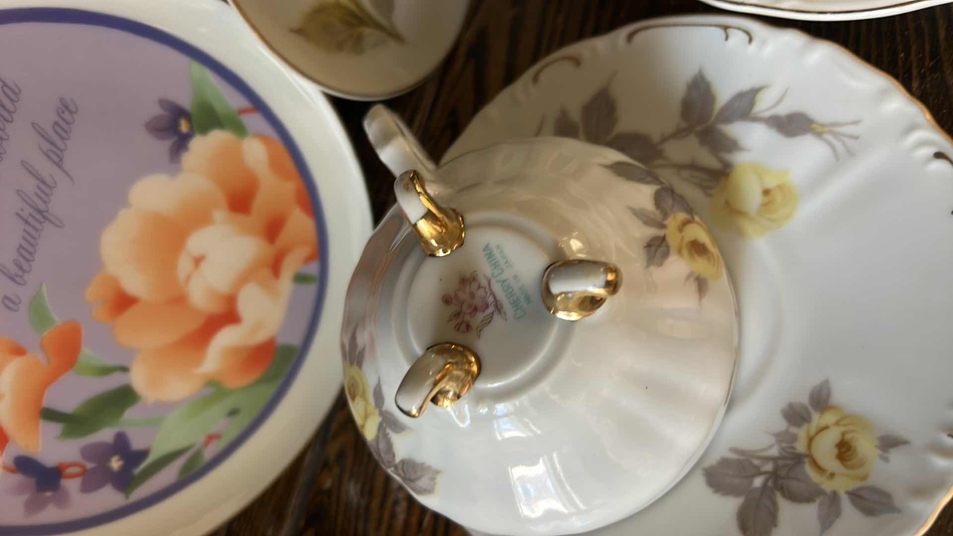 Photo 1 of 5 DECORATIVE PLATES, 3 CUP AND SAUCER SETS