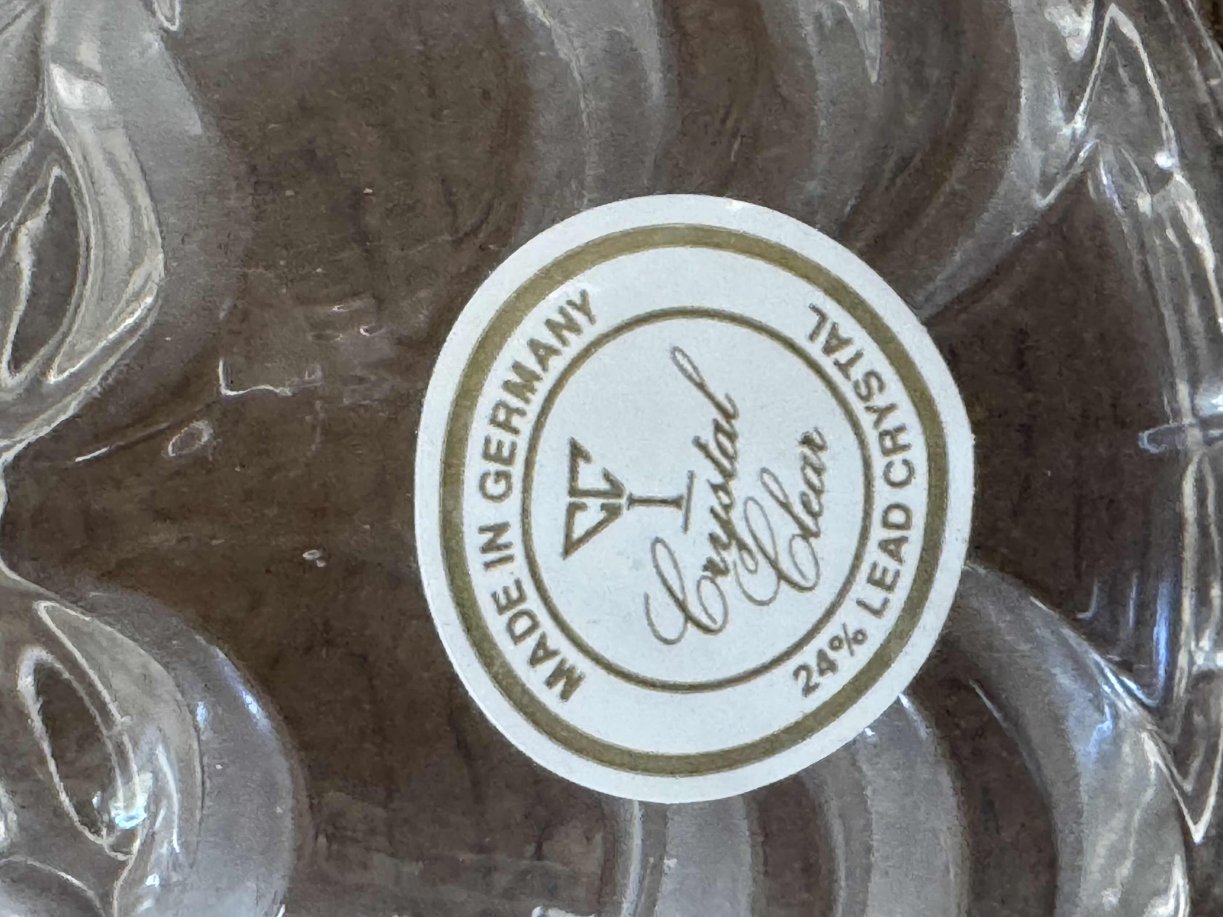 Photo 4 of 3- VINTAGE FROSTED ETCHED GLASS PLATE, AND 2 CRYSTAL HANDLE HOLDERS 

FROSTED ETCHED GLASS PLATE 
D12”