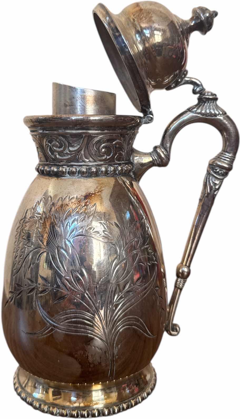 Photo 1 of ANTIQUE BOHEMIAN CRANBERRY GLASS VASE, ATTRIBUTED TO MOSER, HAND PAINTED PORTRAIT AND SILVER ROCKFORD EWER
H11” AND SMALLER