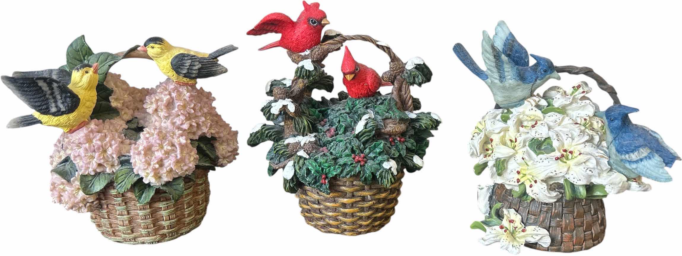 Photo 1 of 3 CERAMIC WOVEN BASKETS WITH BIRDS H5.25”