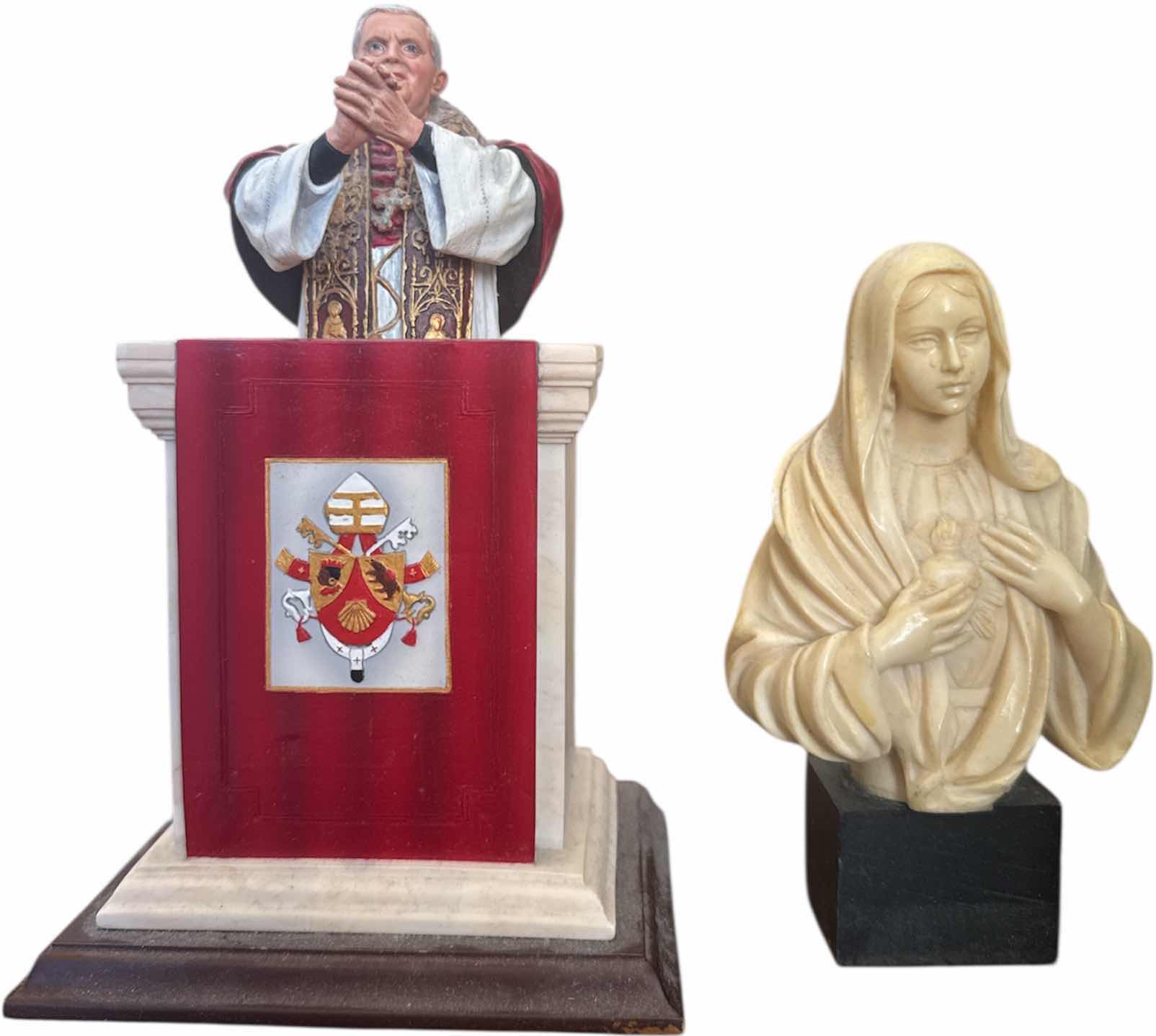 Photo 1 of 5- VINTAGE POPE JOHN PAUL II, THROUGH THE YEARS, POPE BENEDICT XVI, VIRGIN MARY RESIN FIGURINES 

H12” AND SMALLER