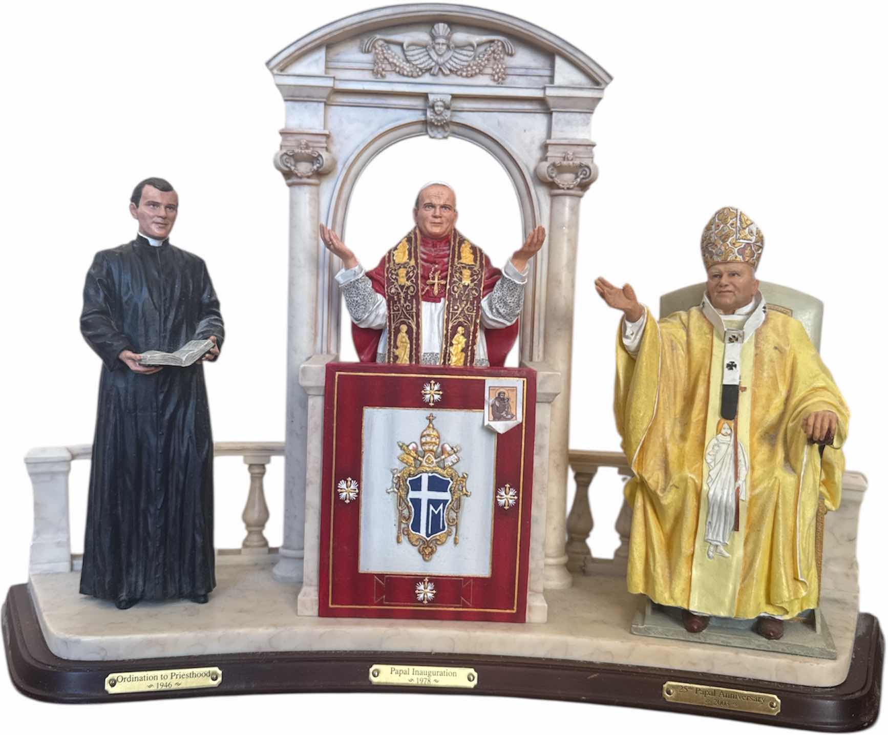 Photo 1 of 5- VINTAGE POPE JOHN PAUL II, THROUGH THE YEARS, POPE BENEDICT XVI, VIRGIN MARY RESIN FIGURINES 

H12” AND SMALLER