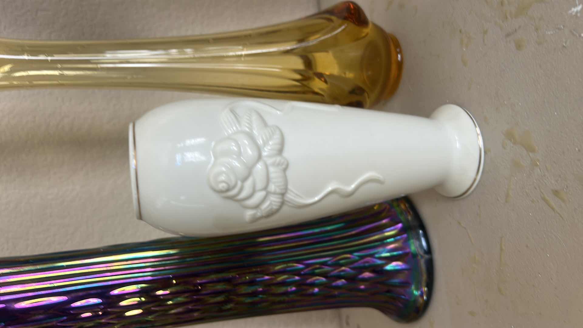 Photo 1 of 3 VINTAGE VASES - LENOX, FENTON H16” AND AMBER GLASS