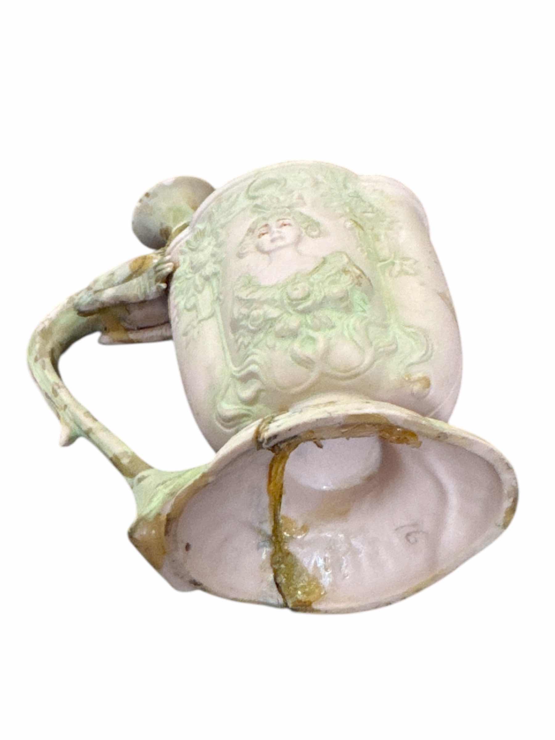 Photo 1 of 5- VINTAGE PORCELAIN AND RESIN EWER, PITCHER VASE AND VASES, HOME DECOR, COLLECTABLE ITEM

H7.5”