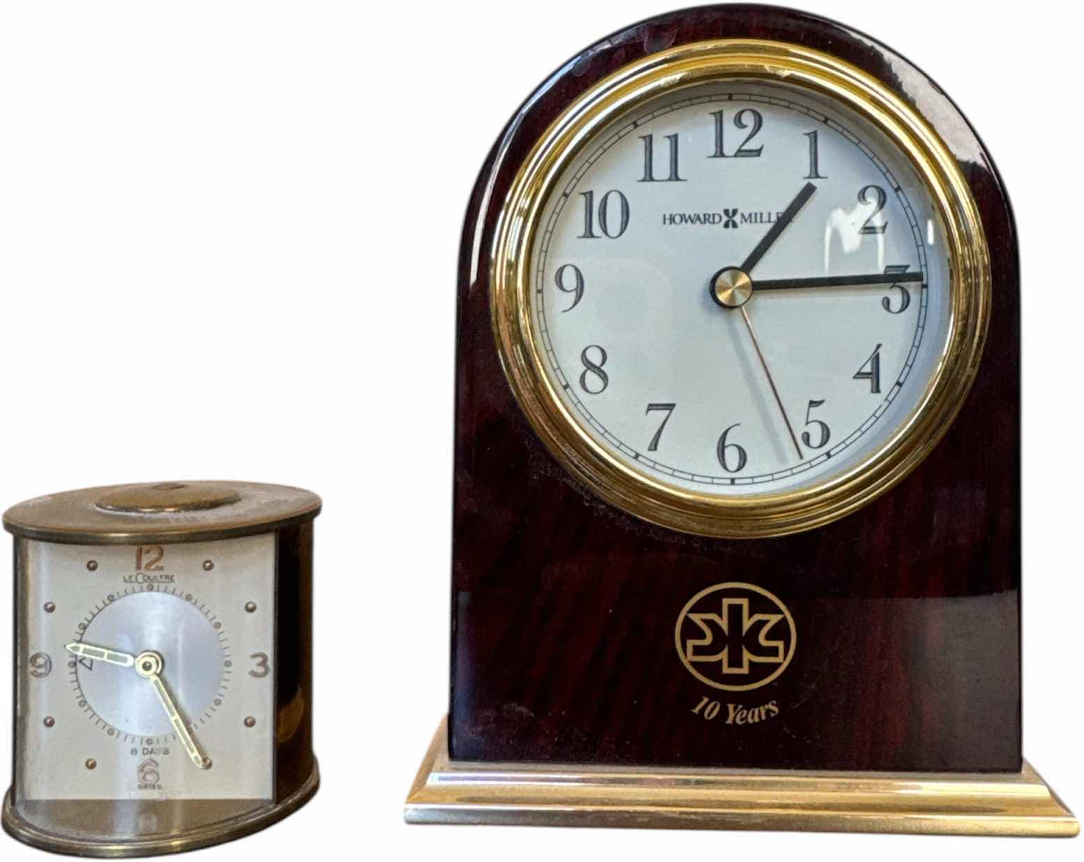 Photo 1 of 3- VINTAGE ANTIQUE CLOCKS, FRANKLIN MINT CLOCK, HOWARD MILLER MONROE MANTEL CLOCK, AND LE COULTRE CLOCK

H5.5” AND SMALLER