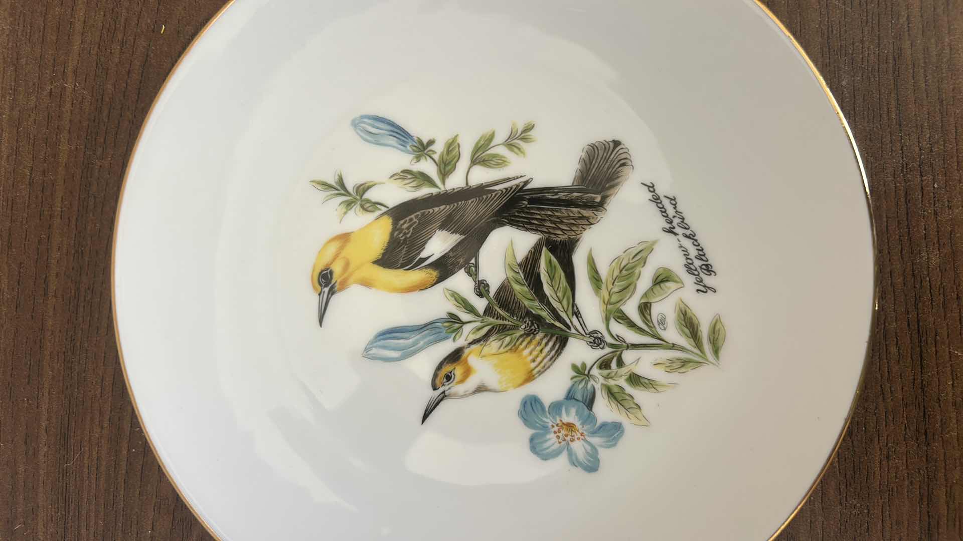 Photo 1 of 2 BAREUTHER WALDSASSEN BARVARIA GERMANY PORCELAIN GOLD RIMMED BIRD 8” PLATES