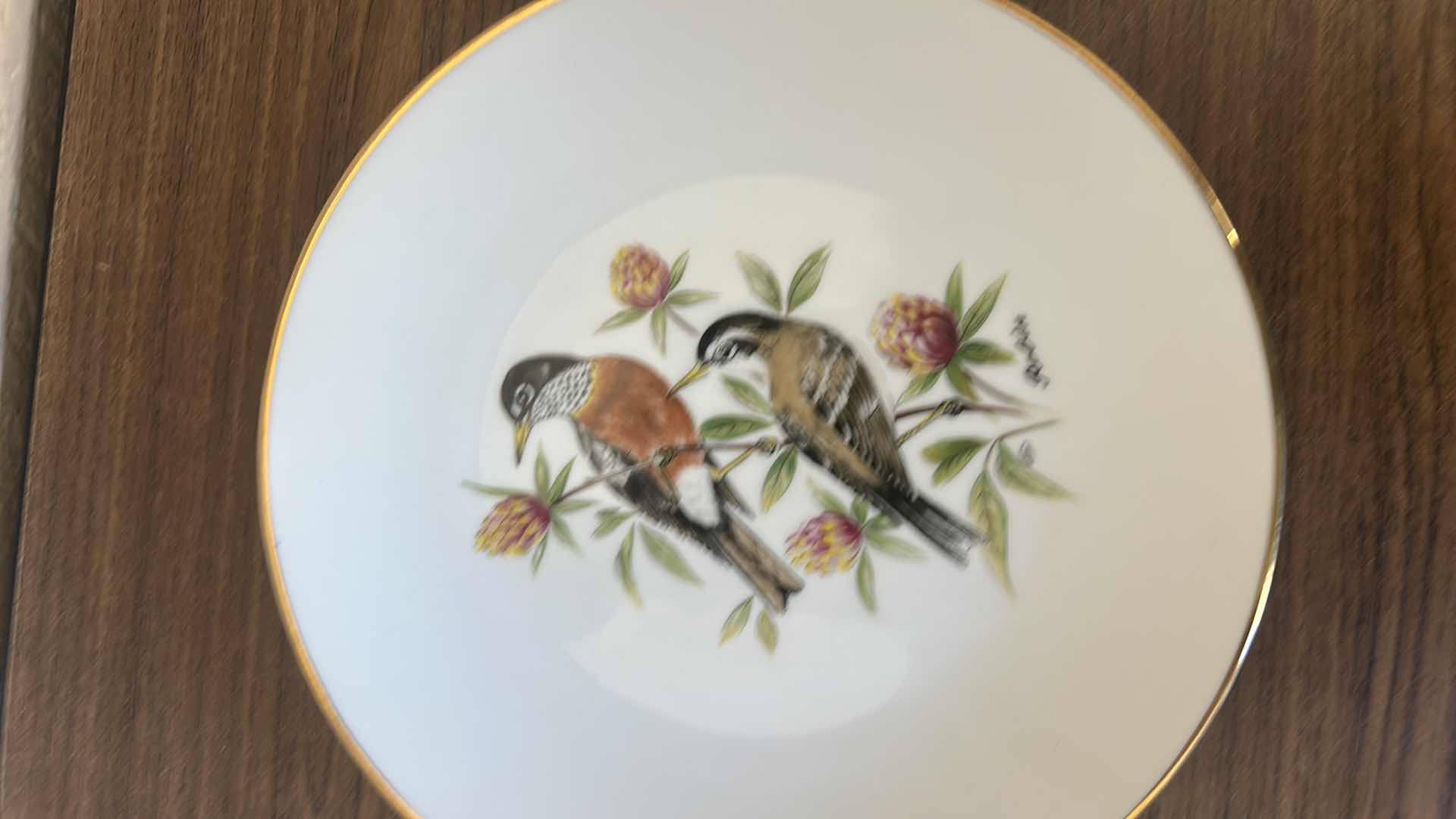 Photo 1 of 2 BAREUTHER WALDSASSEN BARVARIA GERMANY PORCELAIN GOLD RIMMED BIRD 8” PLATES
