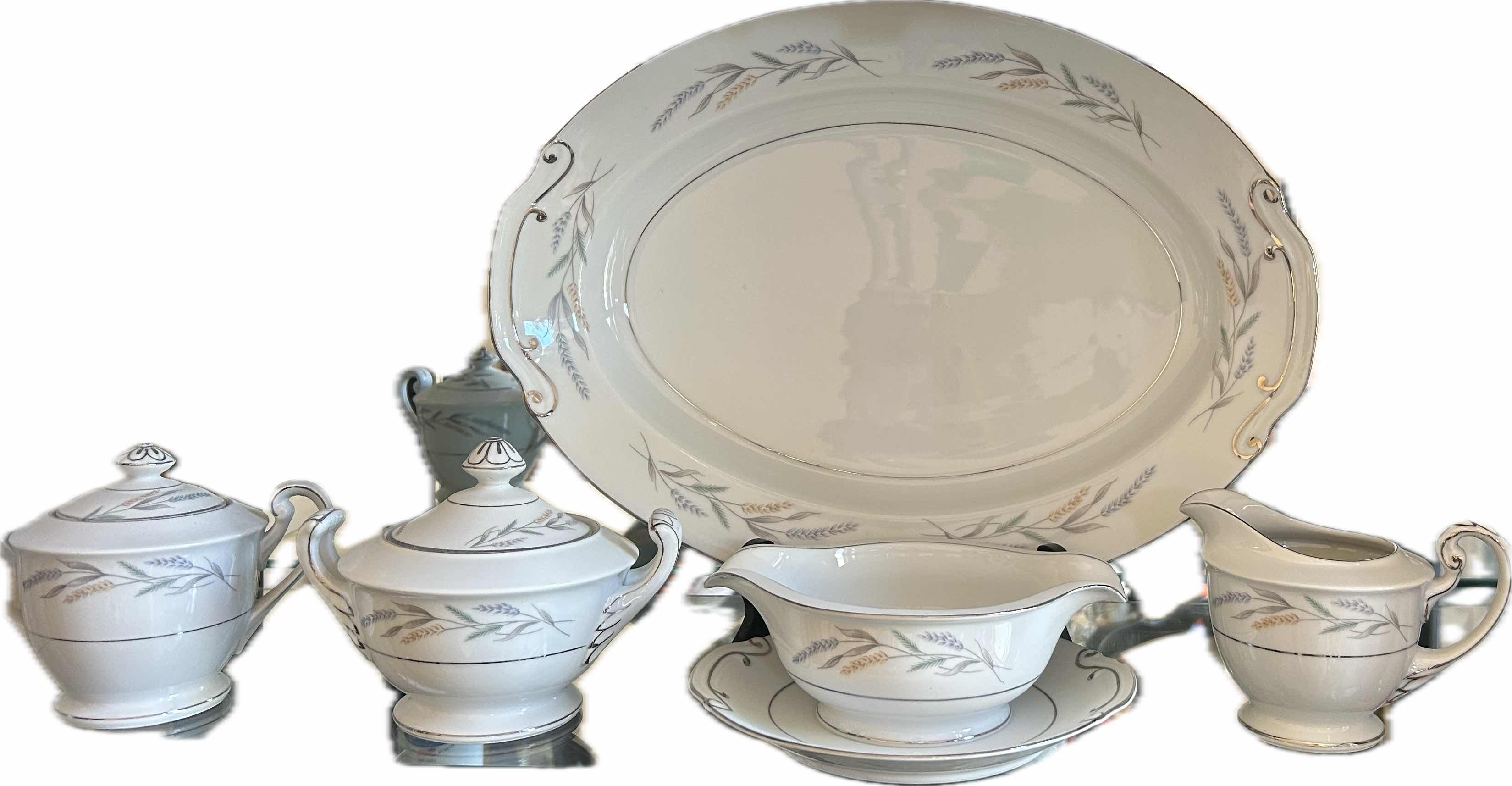 Photo 1 of 8 PC JAPANESE PORCELAIN BLUE HARVEST