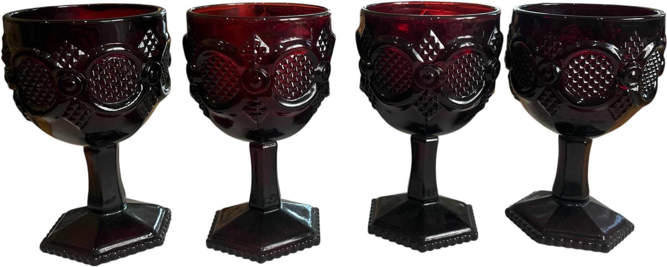 Photo 1 of 4- VINTAGE RUBY RED GOBLETS FROM AVON 1876 CAPE COD COLLECTION