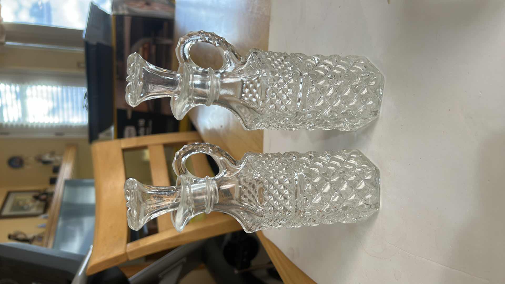 Photo 1 of 2 GLASS CRUETS WITH STOPPERS & BUTTER DISH