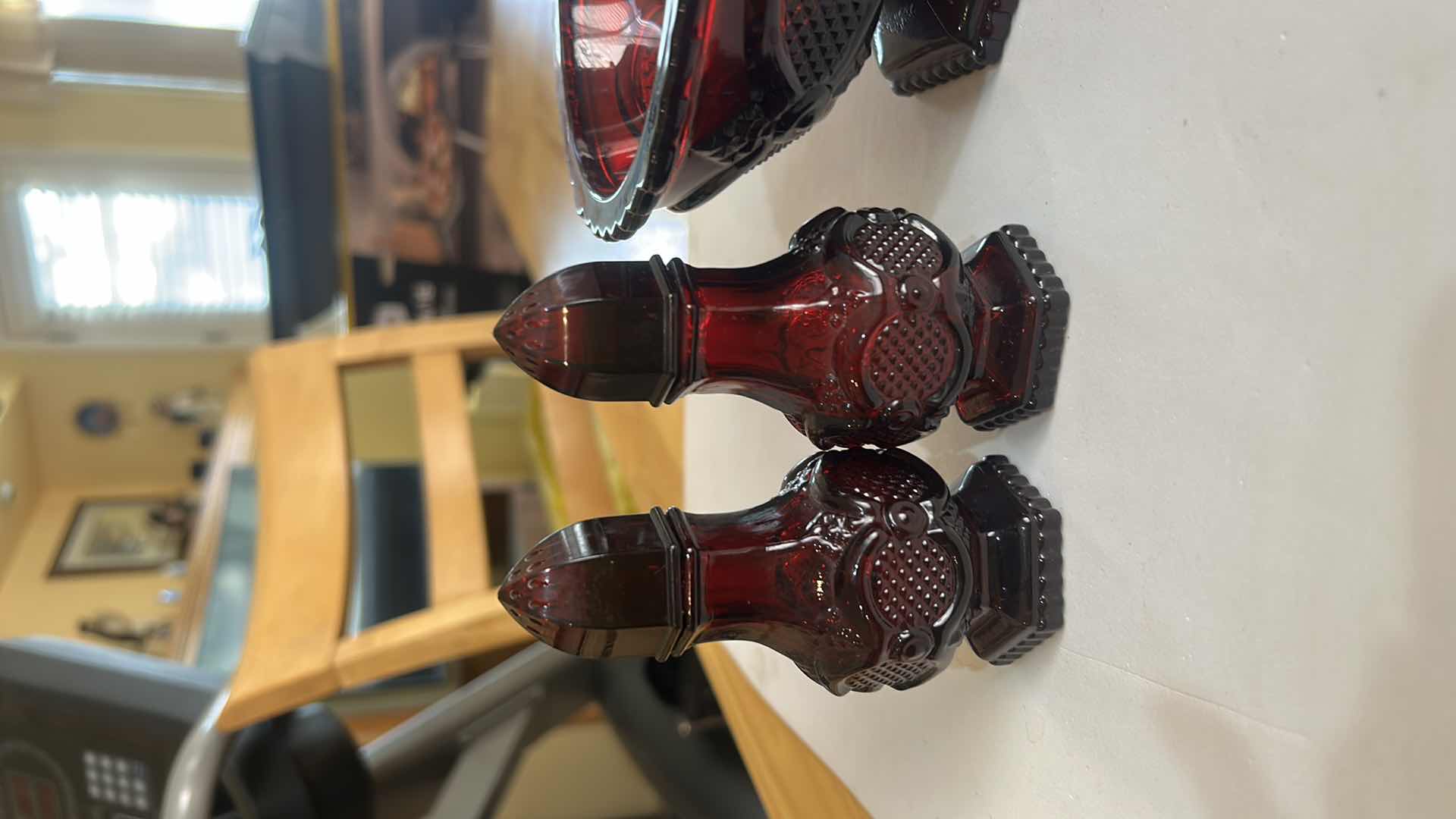 Photo 1 of 4- VINTAGE RUBY RED PIECES FROM AVON 1876 CAPE COD COLLECTION H8.5