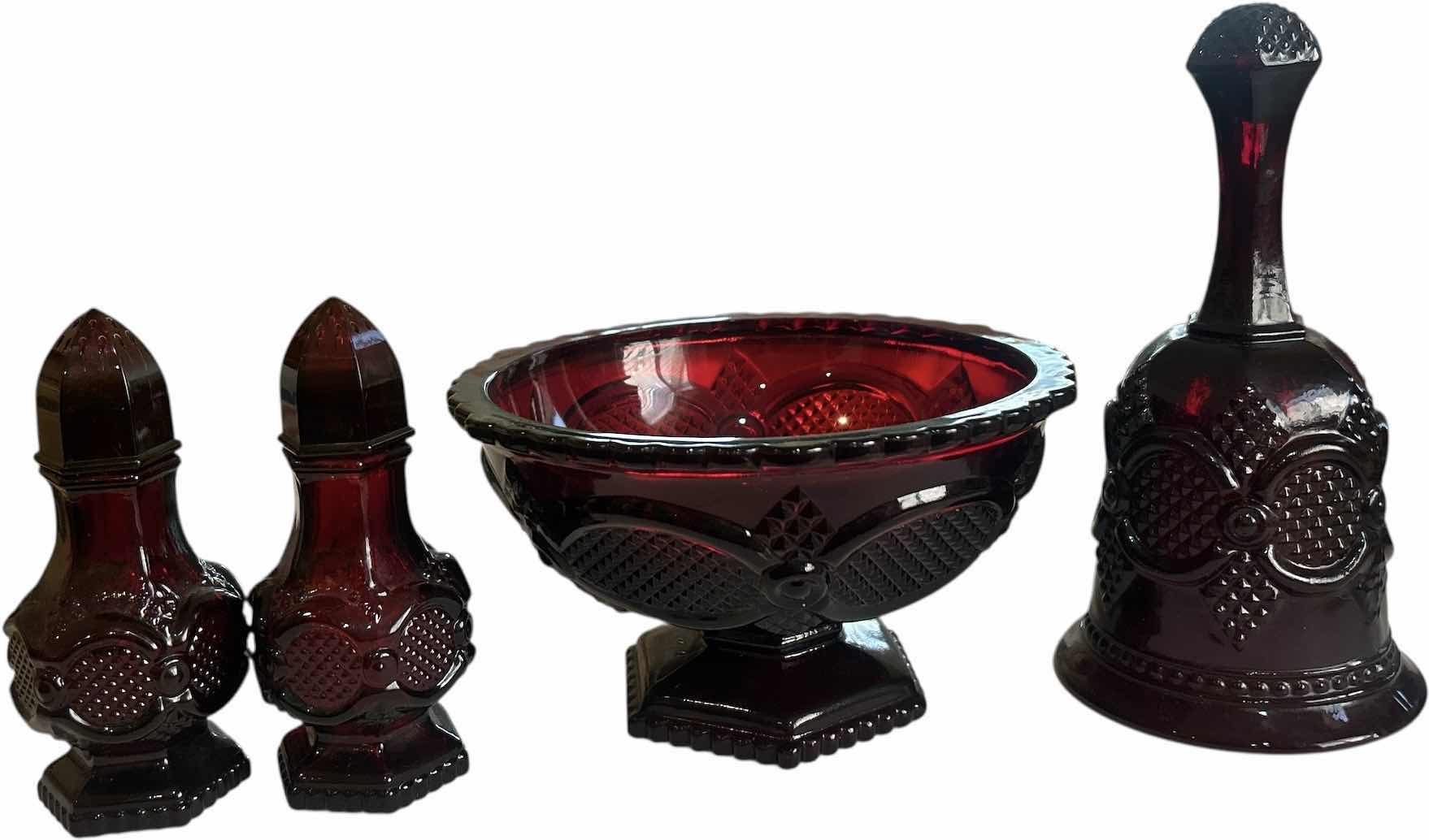 Photo 1 of 4- VINTAGE RUBY RED PIECES FROM AVON 1876 CAPE COD COLLECTION H8.5