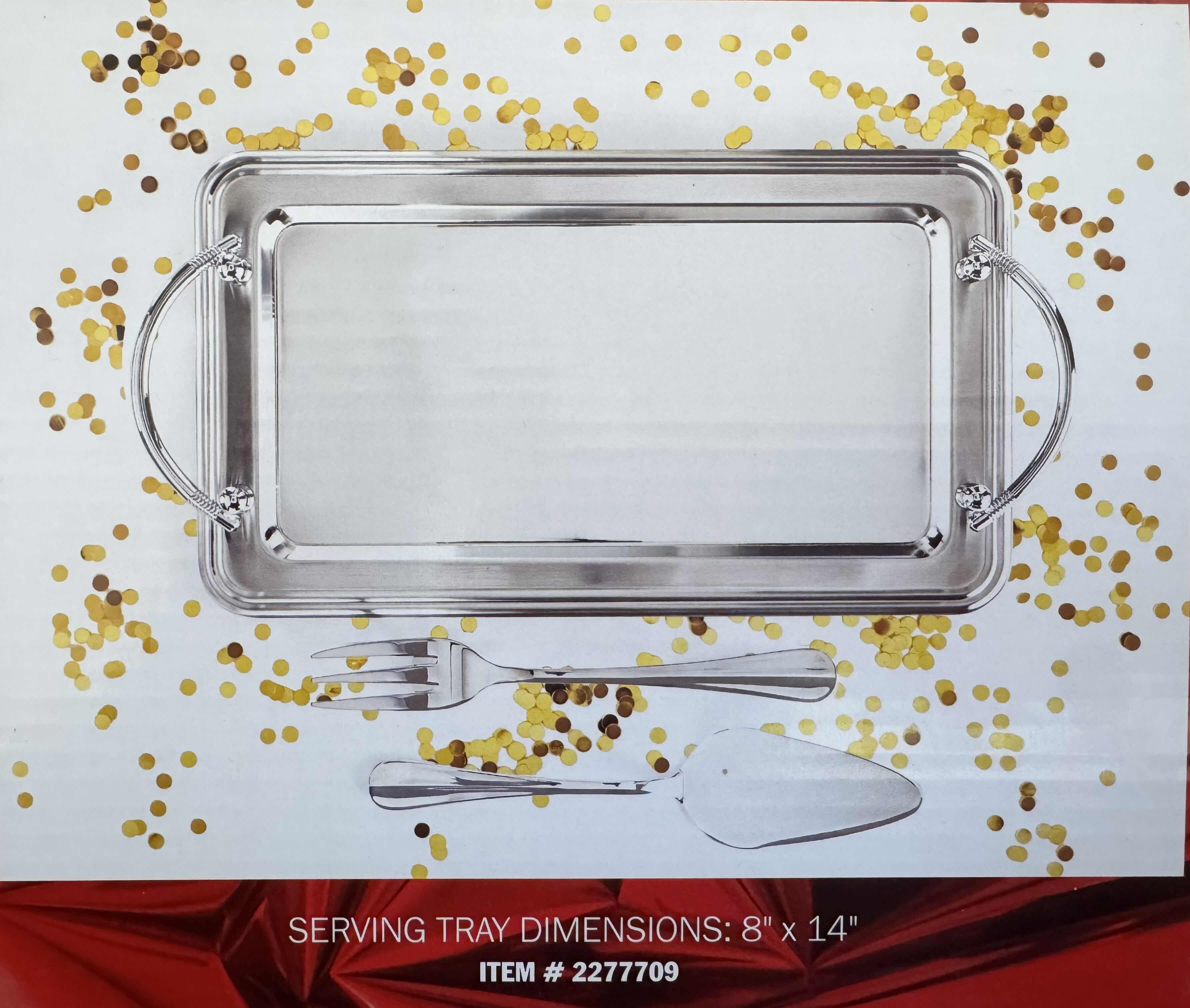 Photo 4 of 4- VINTAGE SILVERPLATED CRYSTAL SAUCE SETS AND SERVING TRAY

SERVING TRAY
8” X 14” X H1”