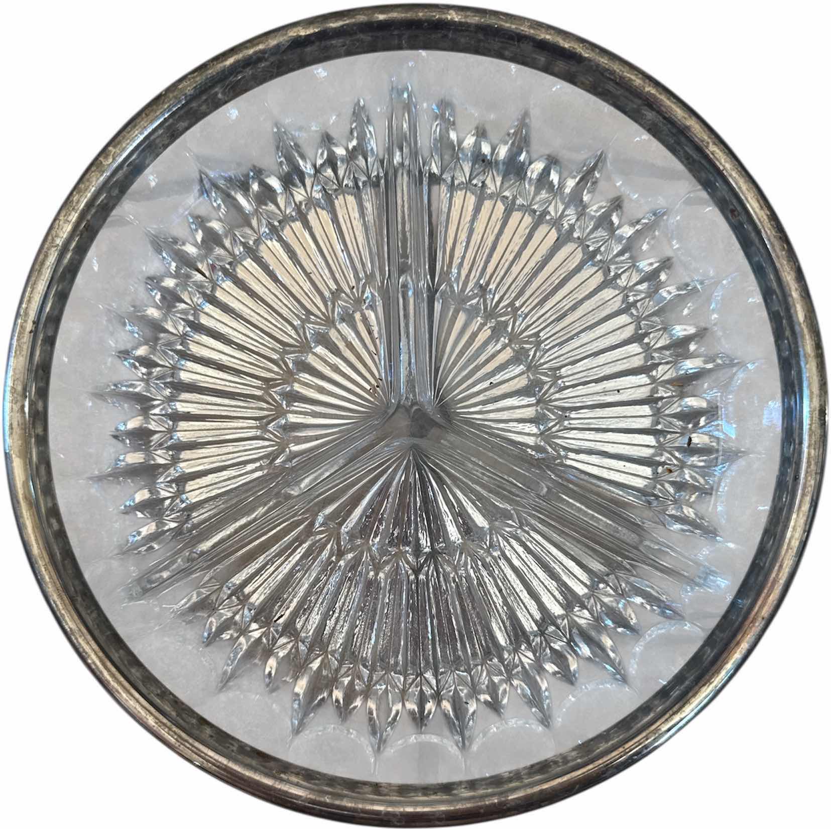 Photo 1 of 4- VINTAGE SILVERPLATED CRYSTAL SAUCE SETS AND SERVING TRAY

SERVING TRAY
8” X 14” X H1”