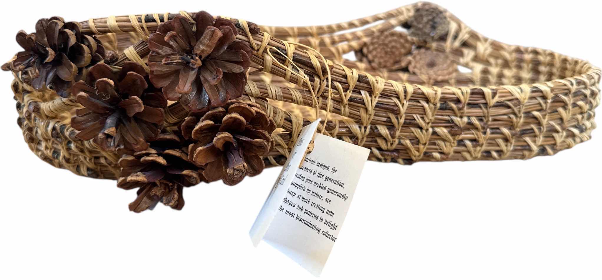 Photo 1 of 3- VINTAGE PINE WEAVED BASKETS, PINES AND POTS BY CAROL 

17” X 8” X H2” AND SMALLER