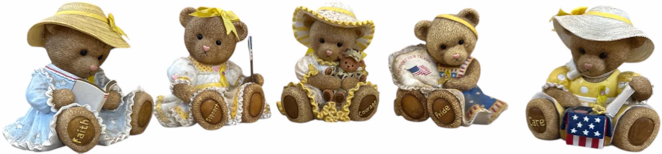 Photo 1 of 5- VINTAGE SUPPORT OUR TROOPS BEAR  COLLECTION, RESIN FIGURINES

H3.25”