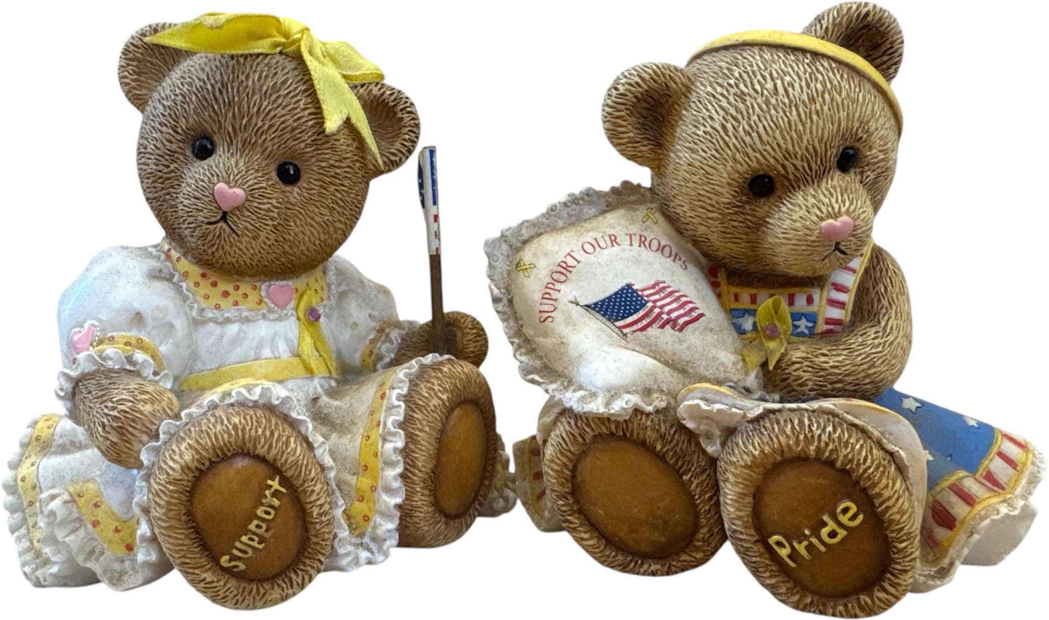 Photo 1 of 5- VINTAGE SUPPORT OUR TROOPS BEAR  COLLECTION, RESIN FIGURINES

H3.25”
