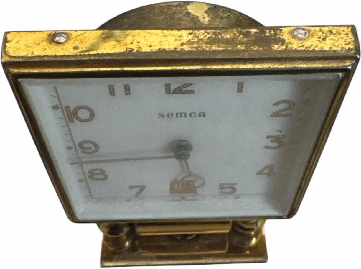 Photo 1 of ANTIQUE SEMCA DESK SET SWISS MADE CLOCK

H4”