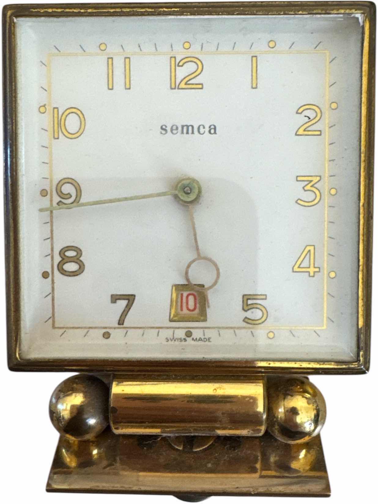 Photo 1 of ANTIQUE SEMCA DESK SET SWISS MADE CLOCK

H4”