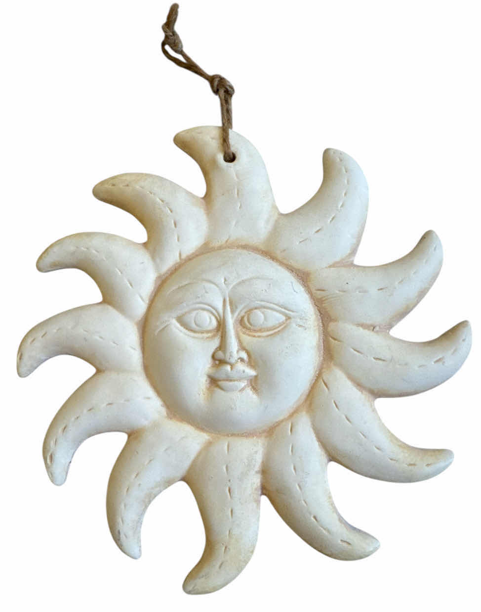 Photo 1 of 2- OUTDOOR DECOR, HANGING CERAMIC SUN AND ANGEL WINDCHIME

WINDCHIME
H32”