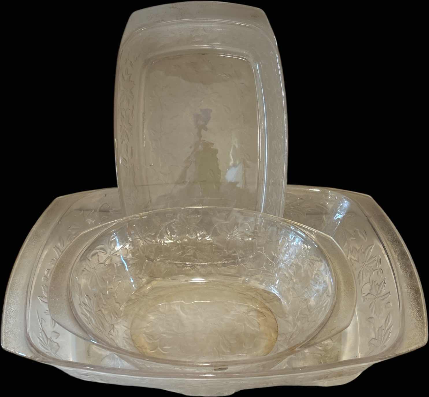 Photo 1 of 3 PC GLASS SERVING BOWLS LARGEST (17 1/2” x H12”)