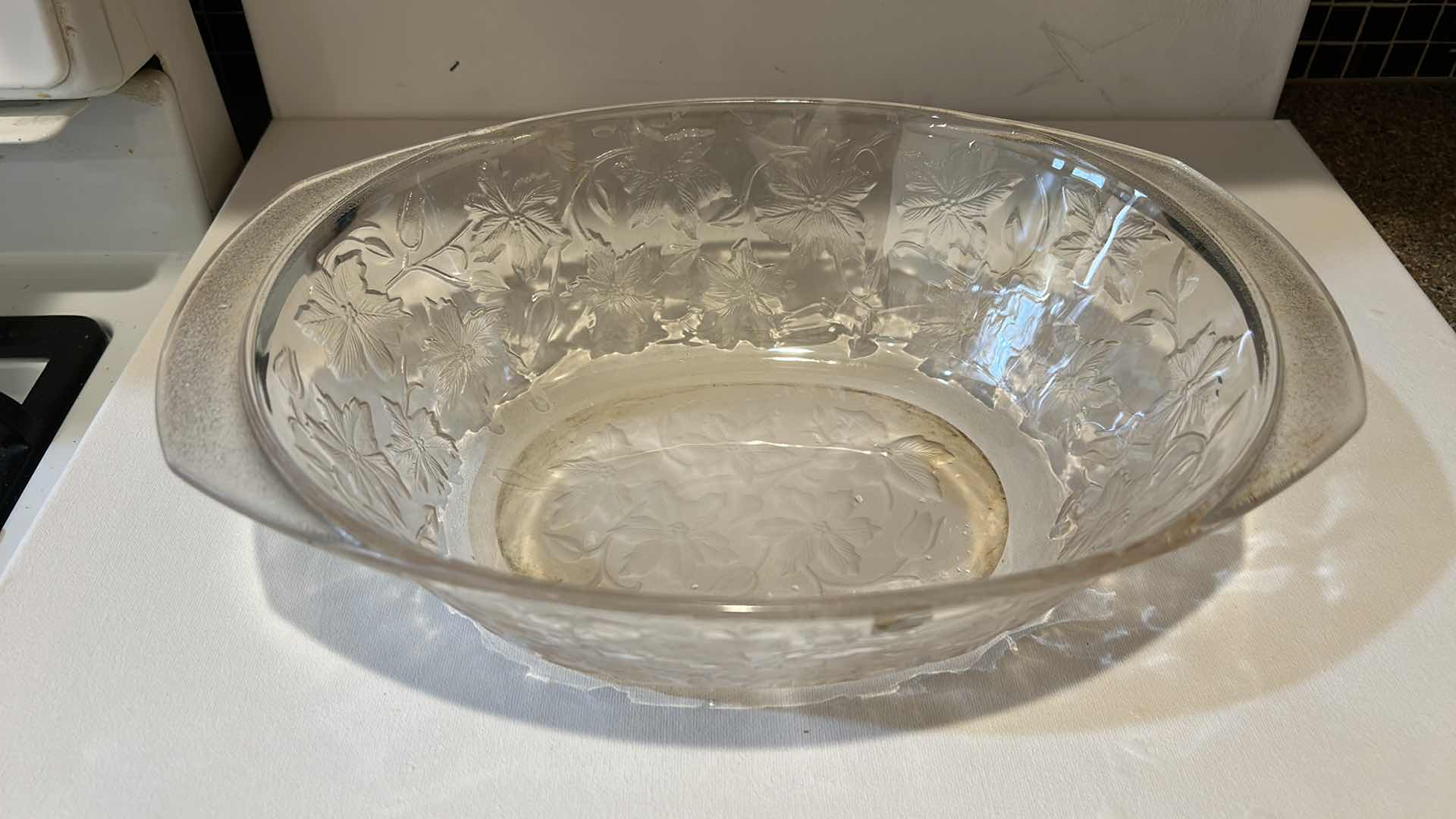 Photo 1 of 3 PC GLASS SERVING BOWLS LARGEST (17 1/2” x H12”)