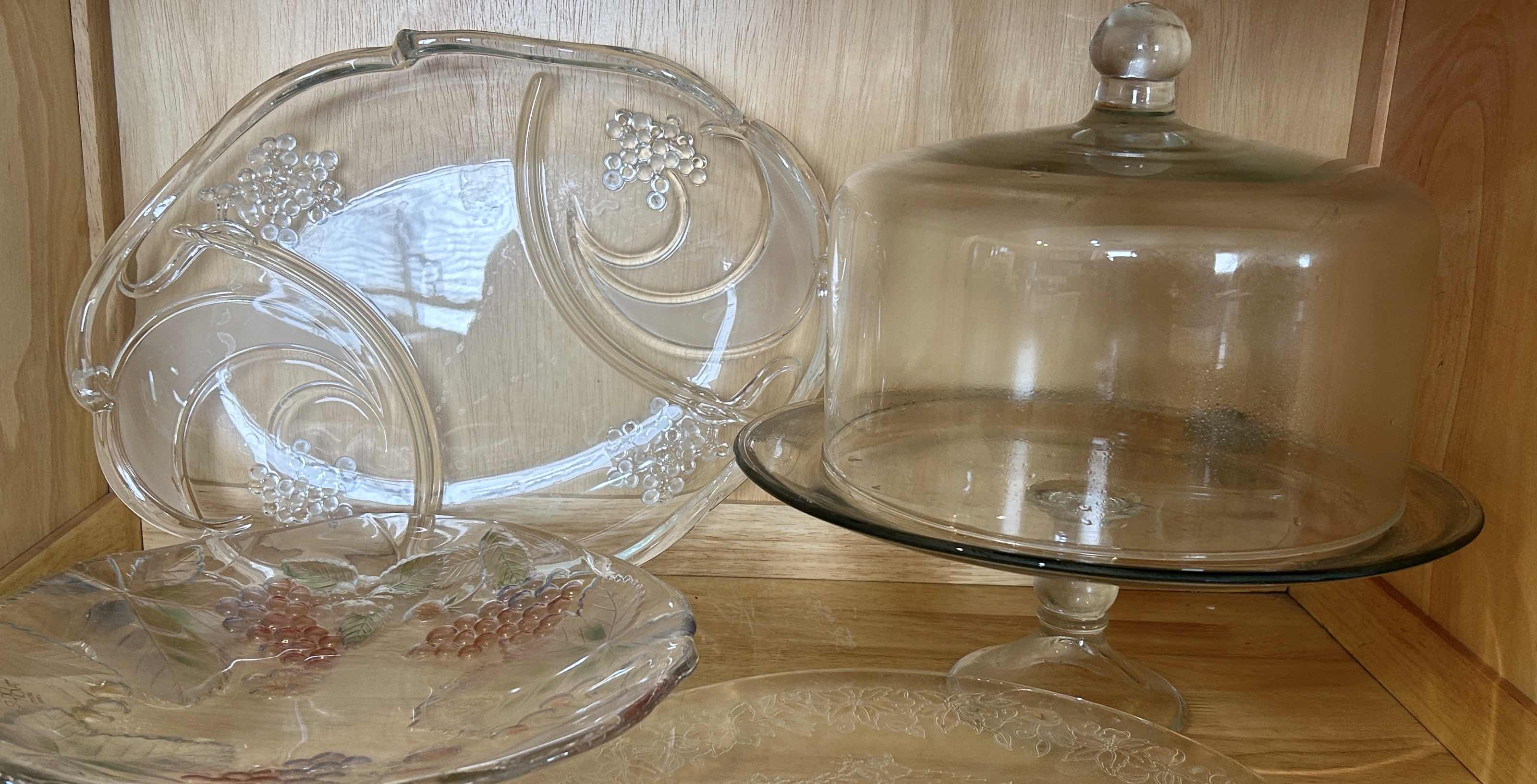 Photo 1 of 3 GLASS PLATTERS AND LIDDED CAKE STAND