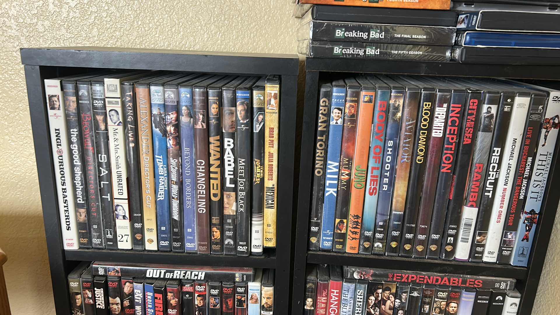 Photo 1 of 2 BLACK SHELVING UNITS WITH DVD’s