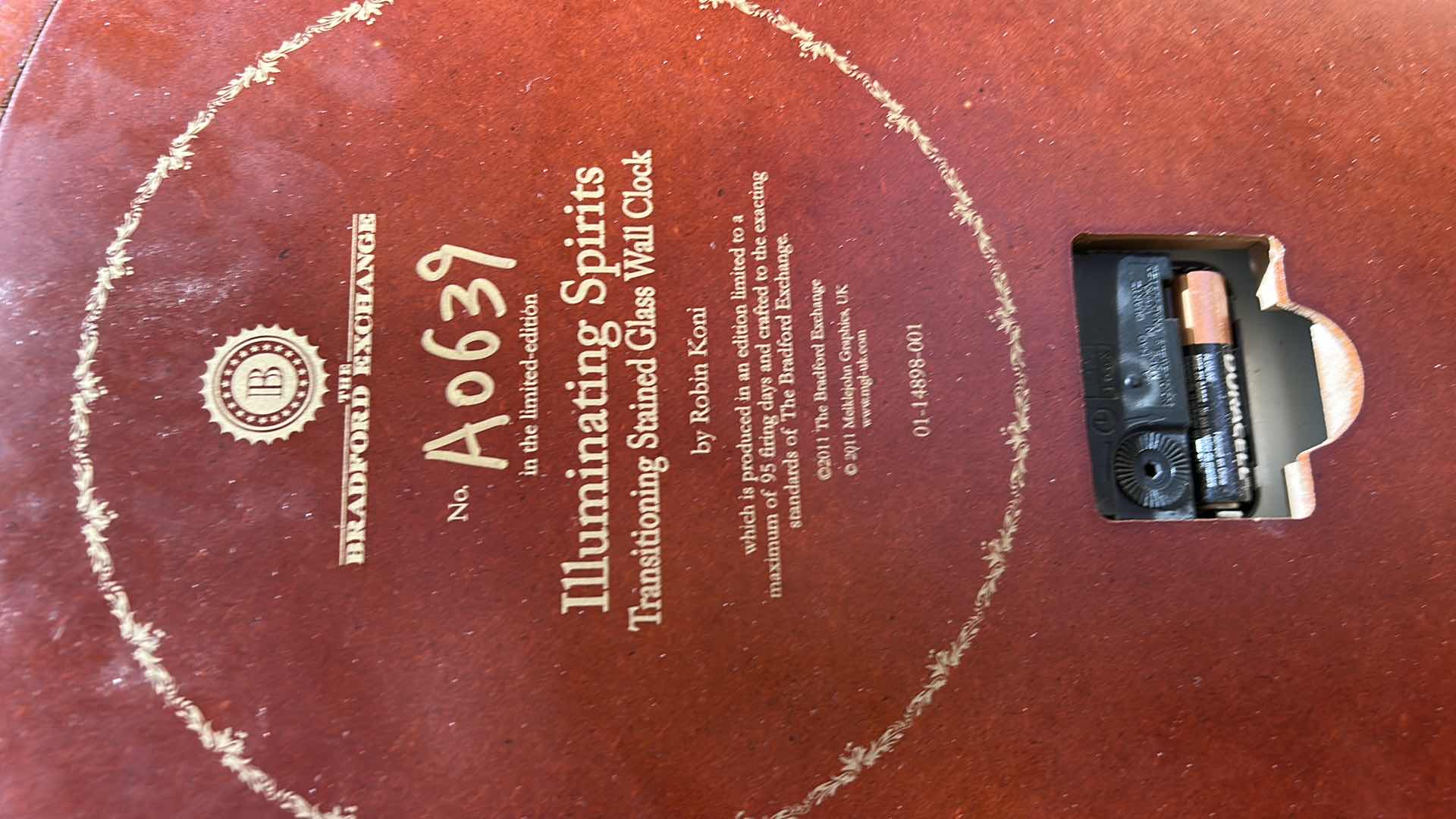 Photo 3 of BRADFORD EXCHANGE NUMBERED ILLUMINATING SPIRITS TRANSITIONING STAINED GLASS WALL CLOCK WITH COA 18”