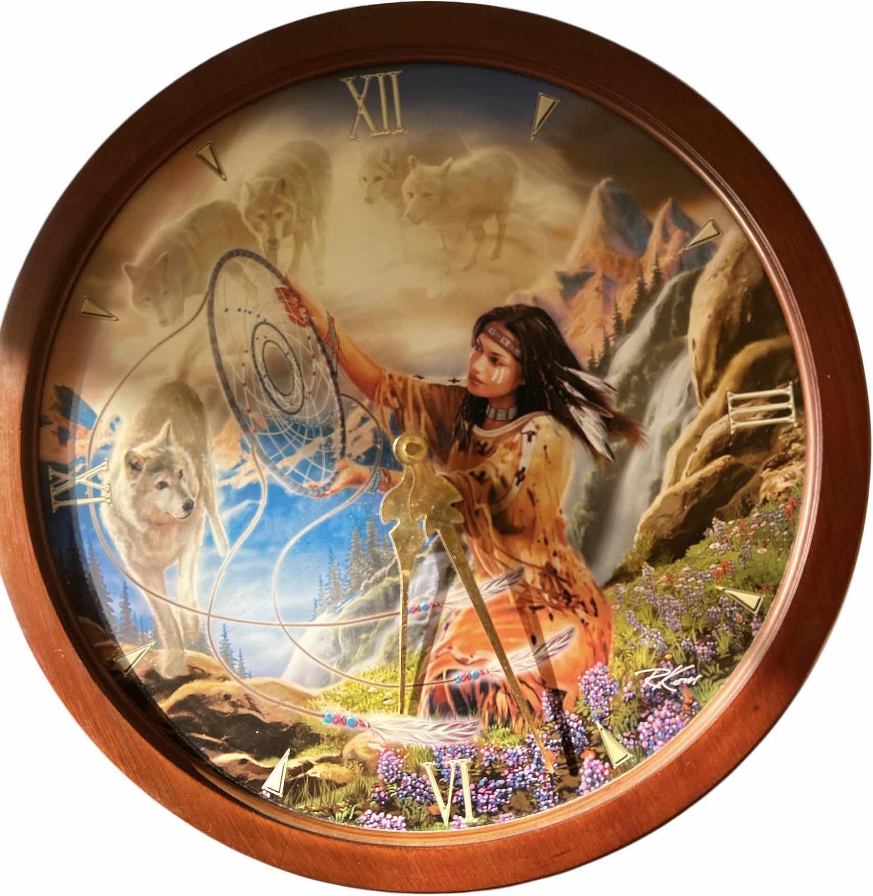 Photo 1 of BRADFORD EXCHANGE NUMBERED ILLUMINATING SPIRITS TRANSITIONING STAINED GLASS WALL CLOCK WITH COA 18”