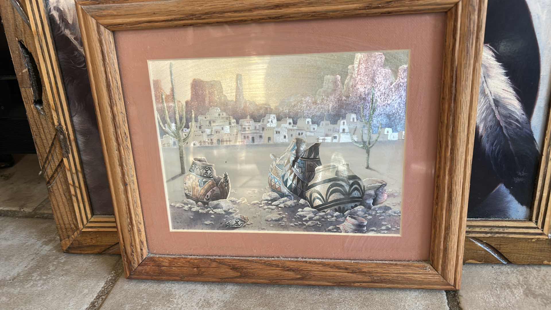 Photo 1 of 2 FRAMED NATIVE AMERICAN ARTWORK PIECES (LARGEST 19” x H23”)