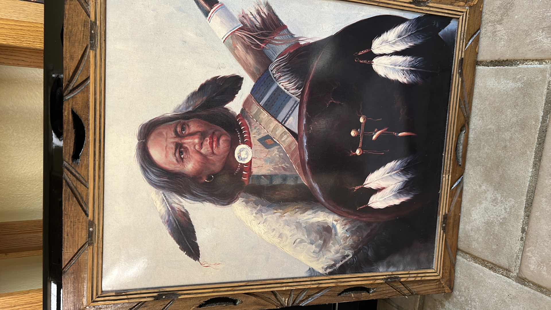 Photo 4 of 2 FRAMED NATIVE AMERICAN ARTWORK PIECES (LARGEST 19” x H23”)