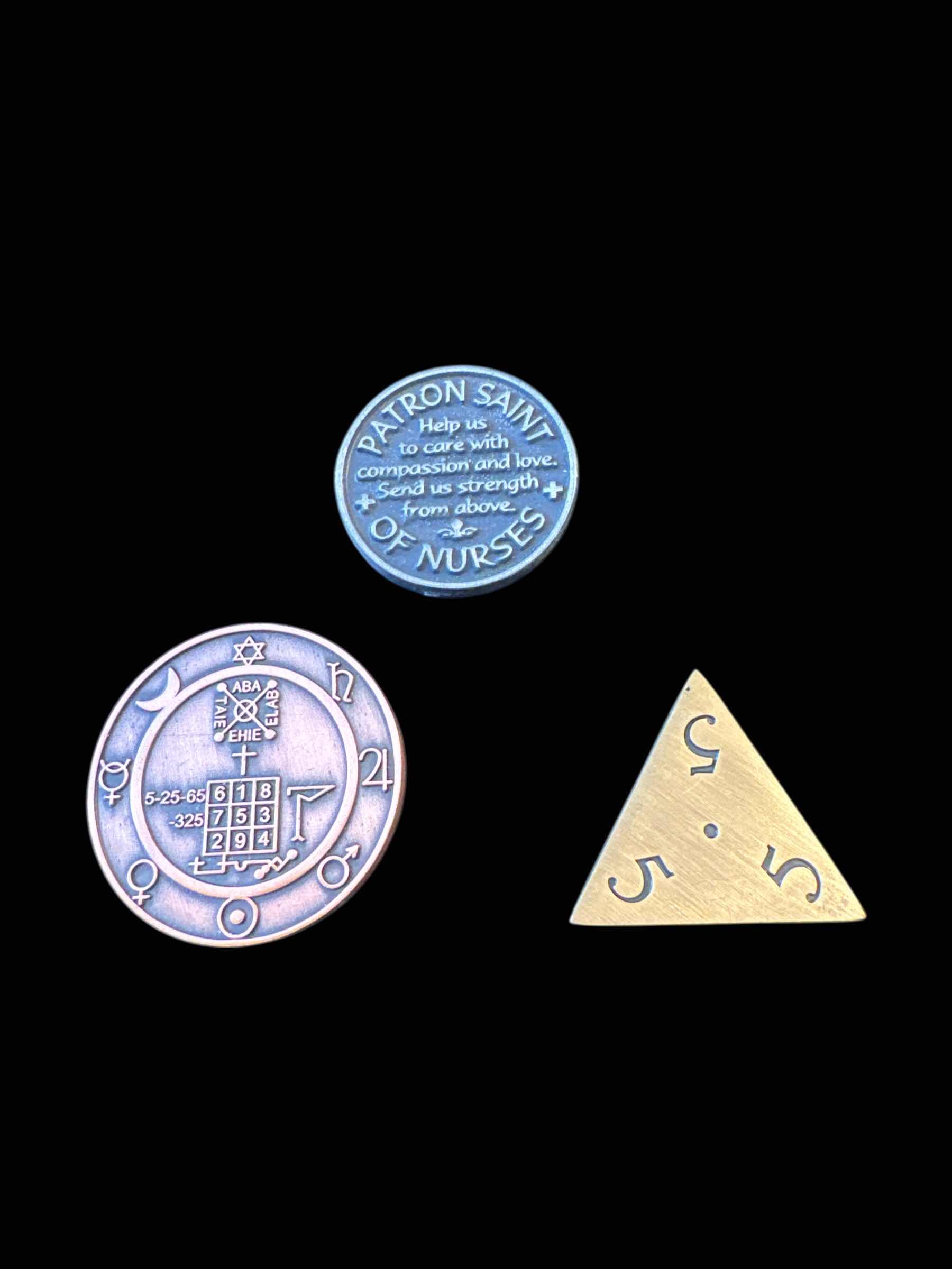 Photo 1 of 6- ASSORTED COIN, PENDANTS, AND PIN

D1.5” AND SMALLER