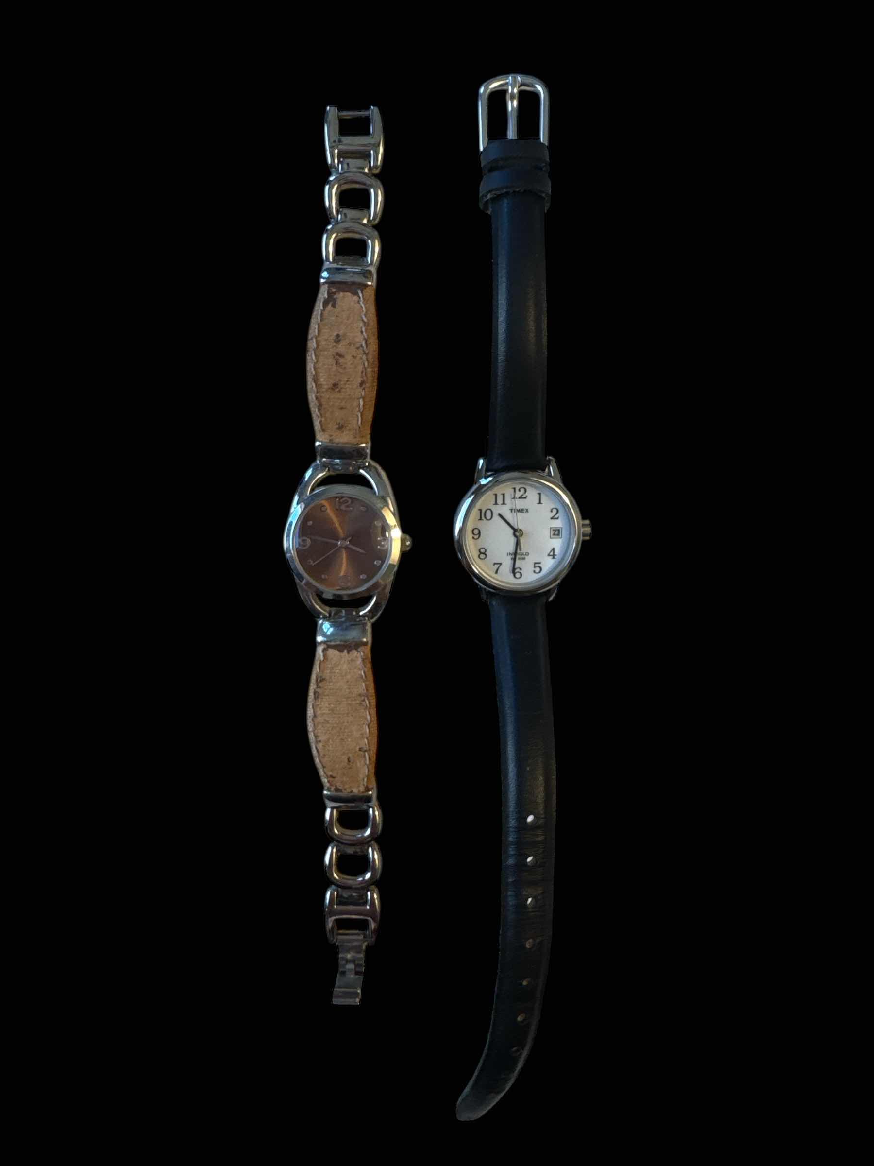 Photo 1 of 4- VINTAGE WOMENS WATCHES, BLACK AND SILVER TONE JEWELRY 

L9” AND SMALLER