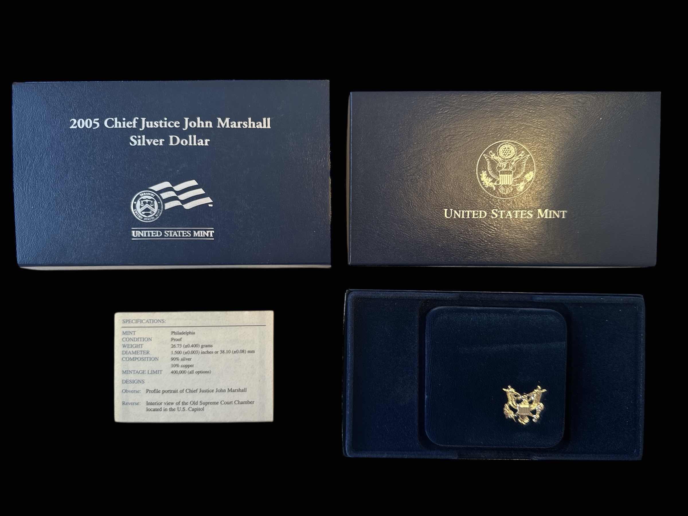 Photo 1 of 2005 CHIEF JUSTICE JOHN MARSHALL SILVER DOLLAR, UNITED STATES MINT