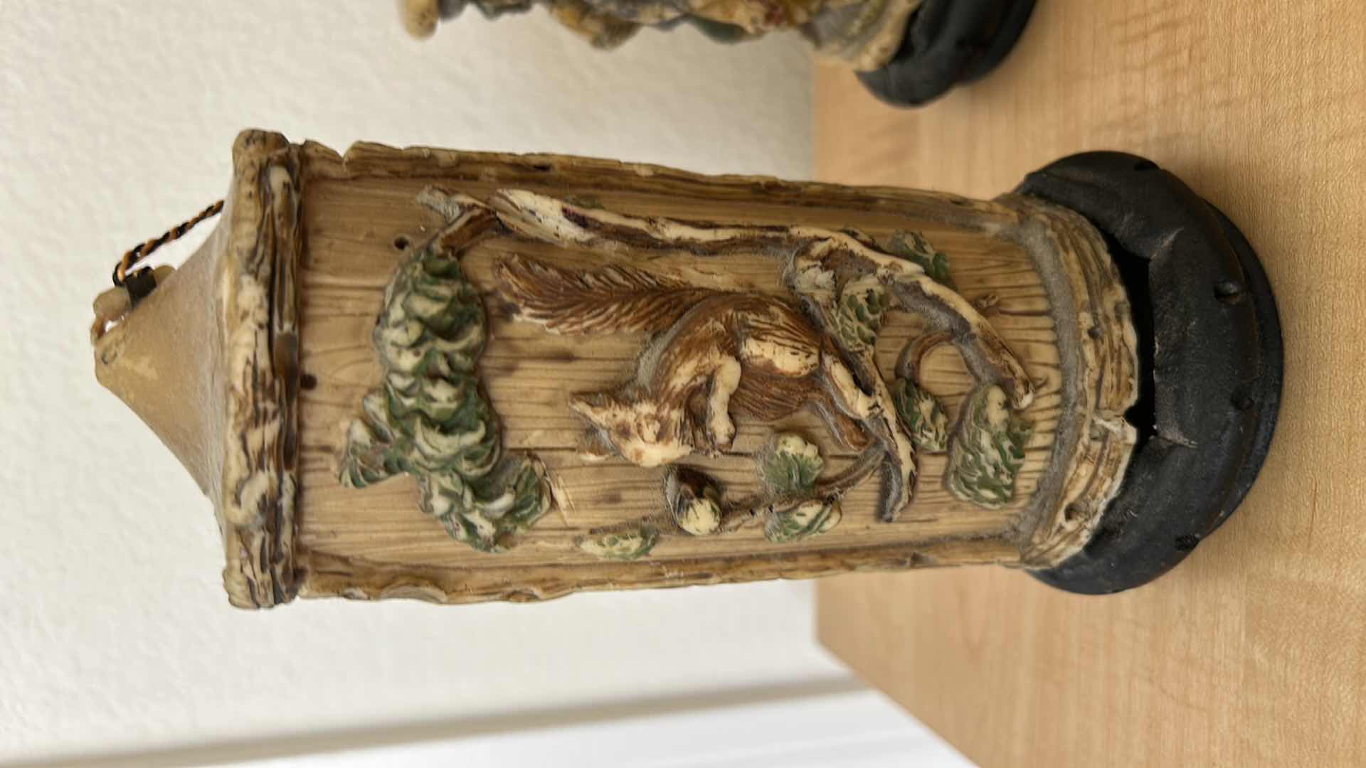 Photo 5 of 2 VINTAGE GERMAN HAND CARVED CANDLES.