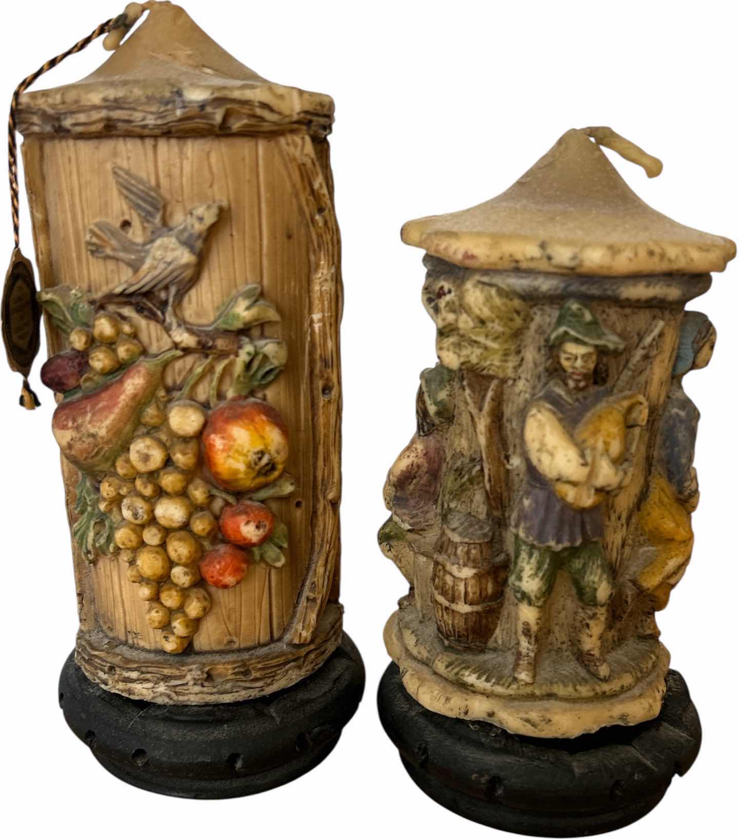 Photo 1 of 2 VINTAGE GERMAN HAND CARVED CANDLES.