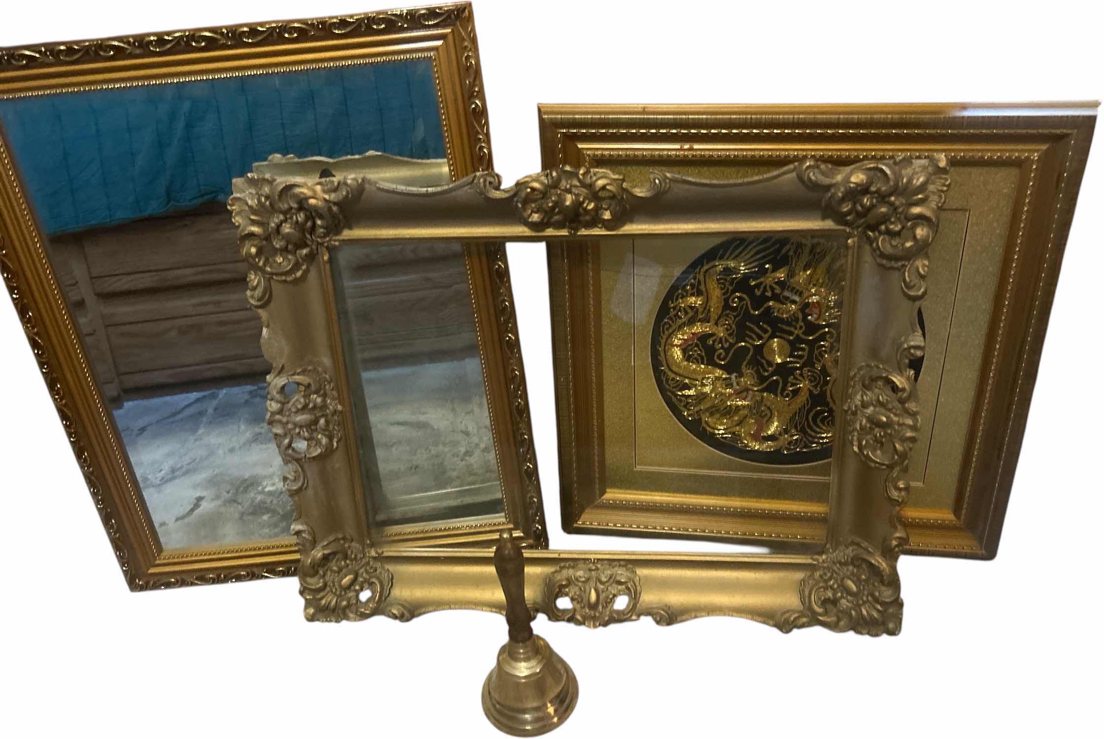 Photo 1 of 4 PC HOME DECOR- MIRROR 19“ x H23“, FRAME, ARTWORK, BELL