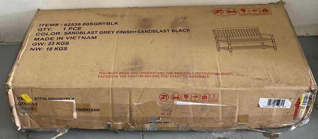 Photo 1 of NEW CHRISTOPHER KNIGHT HOME DAPHNE OUTDOOR ACACIA SANDBLASTED GREY & BLACK BENCH W SHELF MODEL B07F1ZJD7L