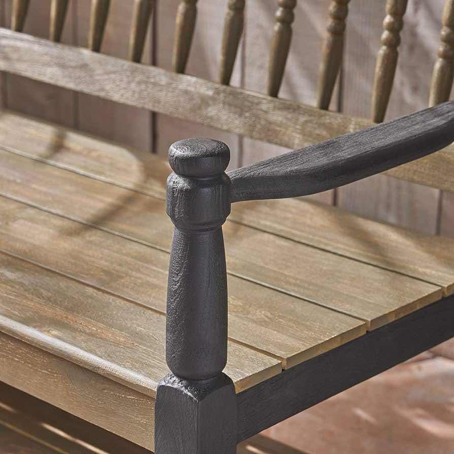 Photo 1 of NEW CHRISTOPHER KNIGHT HOME DAPHNE OUTDOOR ACACIA SANDBLASTED GREY & BLACK BENCH W SHELF MODEL B07F1ZJD7L