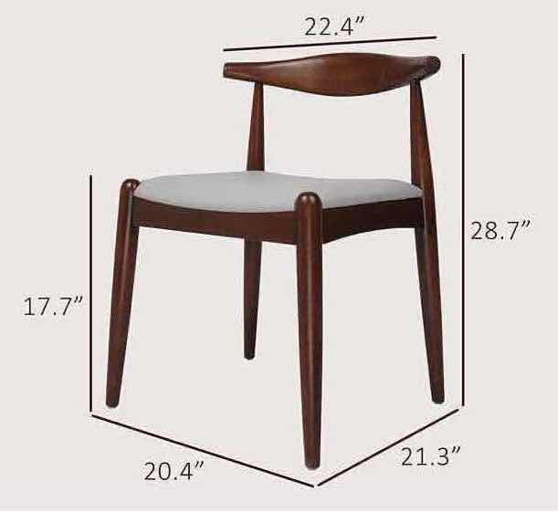 Photo 2 of MID-CENTURY MODERN BROWN WOOD FINISH & LIGHT GREY FABRIC SEATED ARMLESS DINING CHAIRS SET OF 2 MODEL 59296.00FDBEI