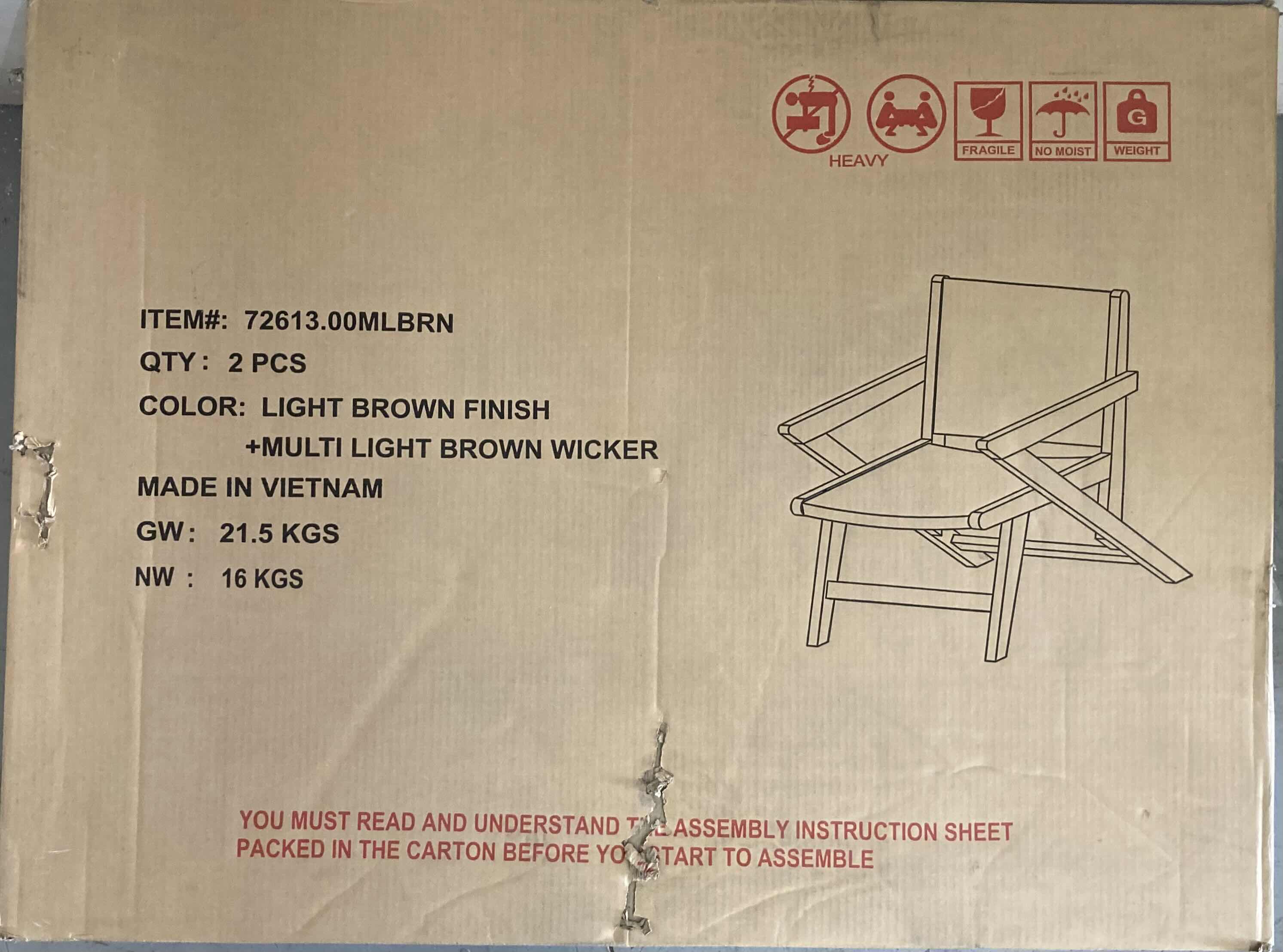 Photo 2 of MULTI TONE LIGHT BROWN WICKER CHAIRS SET OF 2 MODEL 72613.00MLBRN